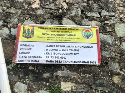Pembangunan Jalan Lingkungan di Kp. Cisonggom RW 07 Disambut Gembira Warga