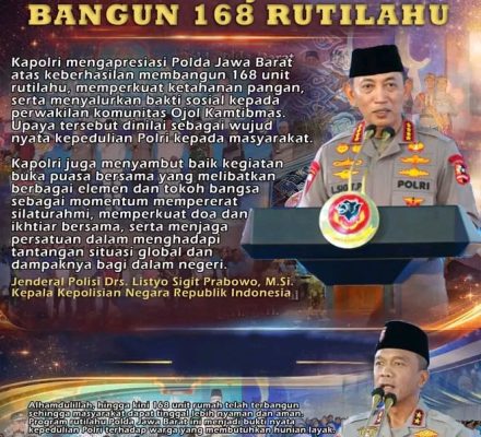 Kapolri Apresiasi Polda Jabar Bangun 168 Unit Rutilahu, Bukti Kepedulian Polri kepada Masyarakat