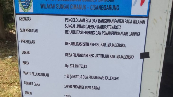 Proyek Rehabilitasi Situ Nyesel Majalengka Senilai Rp 674 Juta Jadi Sorotan, Diduga Gagal Konstruksi dan Gunakan Material Asal-Asalan